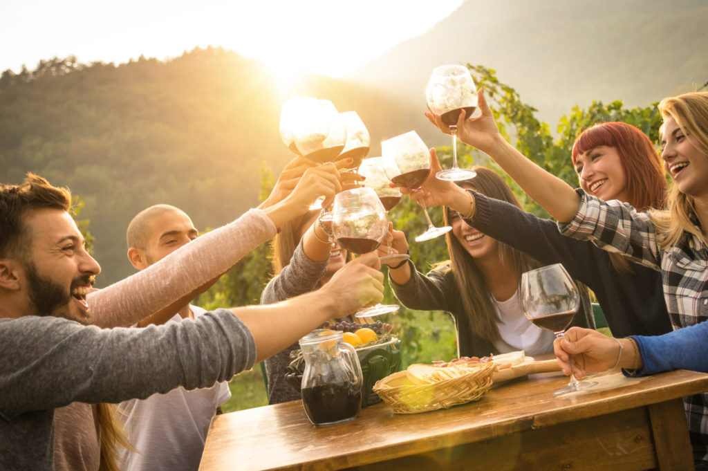 friends drinking wine