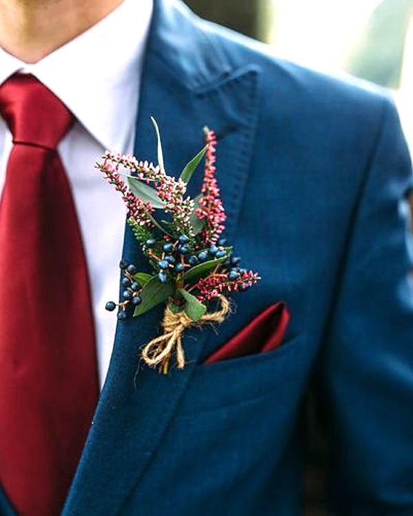 Unique Wedding Boutonnieres - Berry And Sprigs Boutonniere