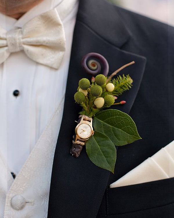 Unique Wedding Boutonnieres - Whimsical Watch Boutonniere