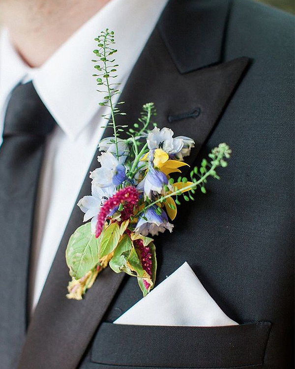 Unique Wedding Boutonnieres - Floral Mix Boutonniere