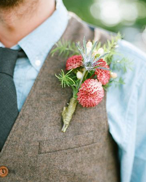 Unique Wedding Boutonnieres - Pink and Greenery Boutonniere
