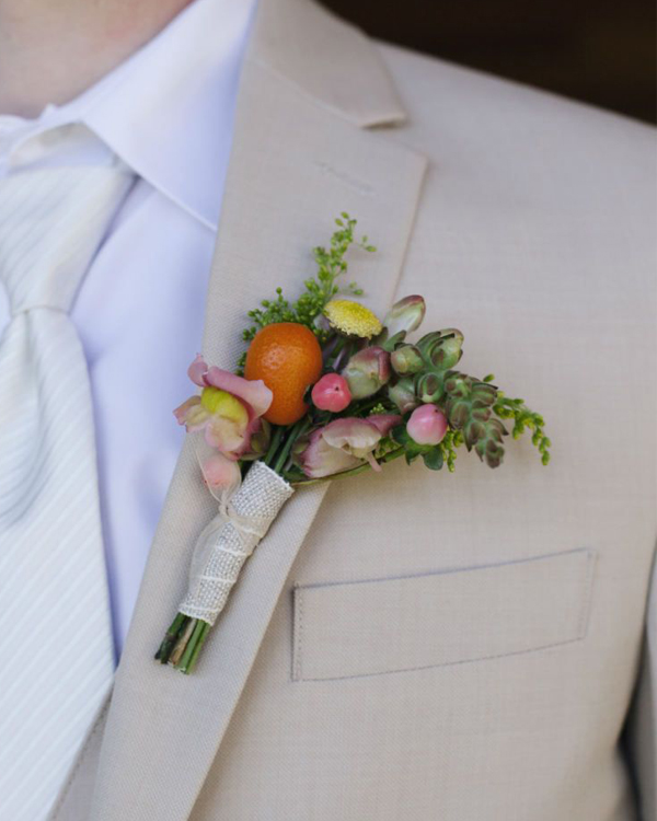 Unique Wedding Boutonnieres - Fruit and Floral Boutonniere