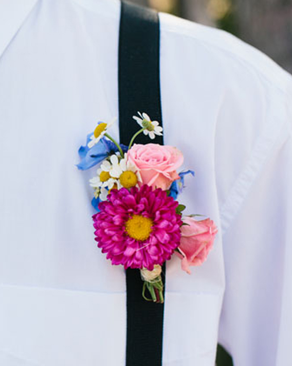 Unique Wedding Boutonnieres - Bright Wildflower Boutonniere