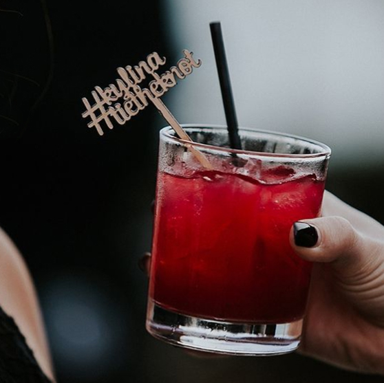 Wedding Hashtag Drink Stirrer In Red Cocktail