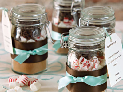 Winter Wedding Favors - Hot Chocolate Ingredients In Mason Jars