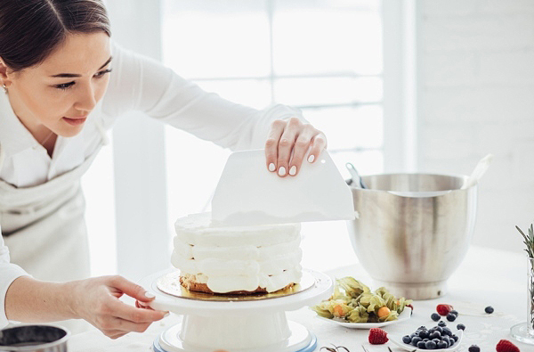 Winter Wedding - Baker Making A White Cake