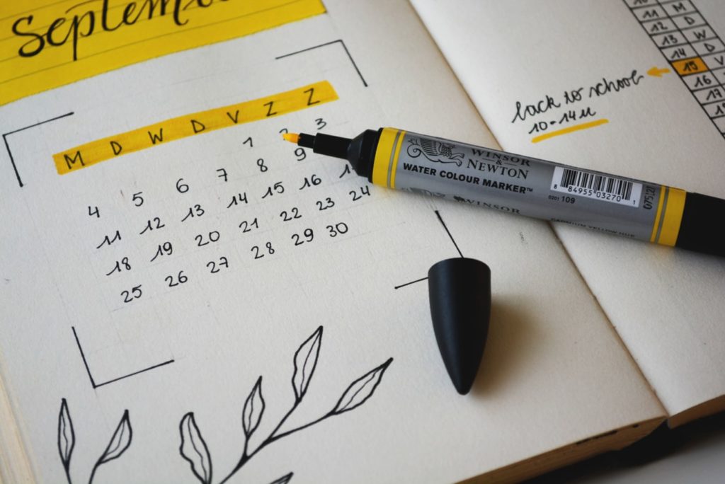 Calendar With Yellow Highlighter