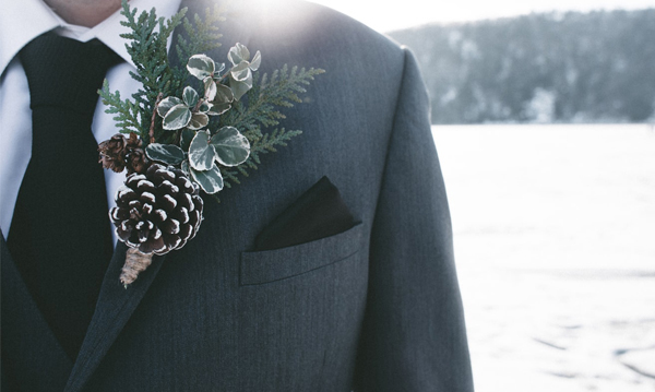 Winter Wedding Suit And Boutonniere